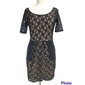 Silence Noise Womens Sheath Knee Length Dress Size L Floral Lace Crew Neck 147A